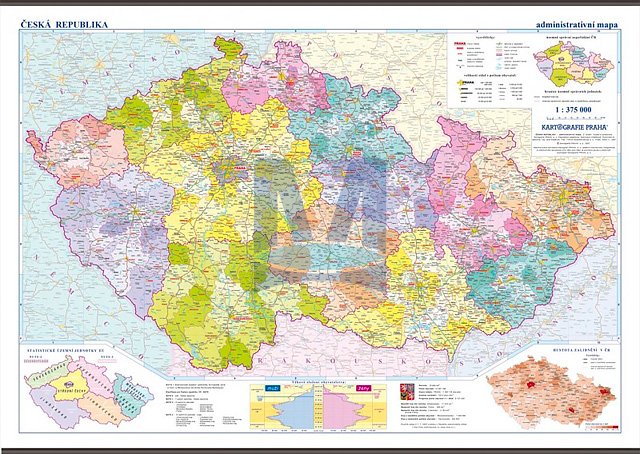 Česká republika – školní administrativní nástěnná mapa