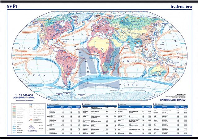 Svět - hydrosféra - školní nástěnná mapa