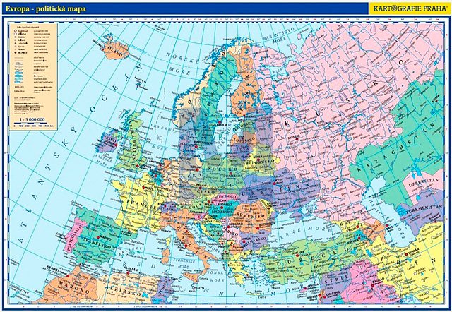 Evropa - školní politická nástěnná mapa