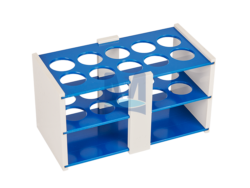 Laboratorní stojánek na 2×5 zkumavek do pr. 17 mm, plast modrý