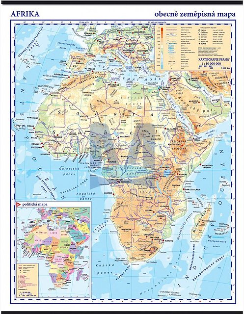 Afrika - obecně zeměpisná nástěnná mapa Afrika - obecně zeměpisná nástěnná mapa