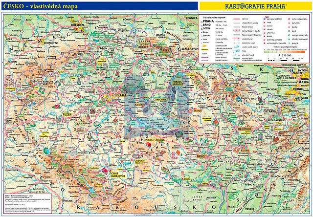 Česko – vlastivědná nástěnná mapa