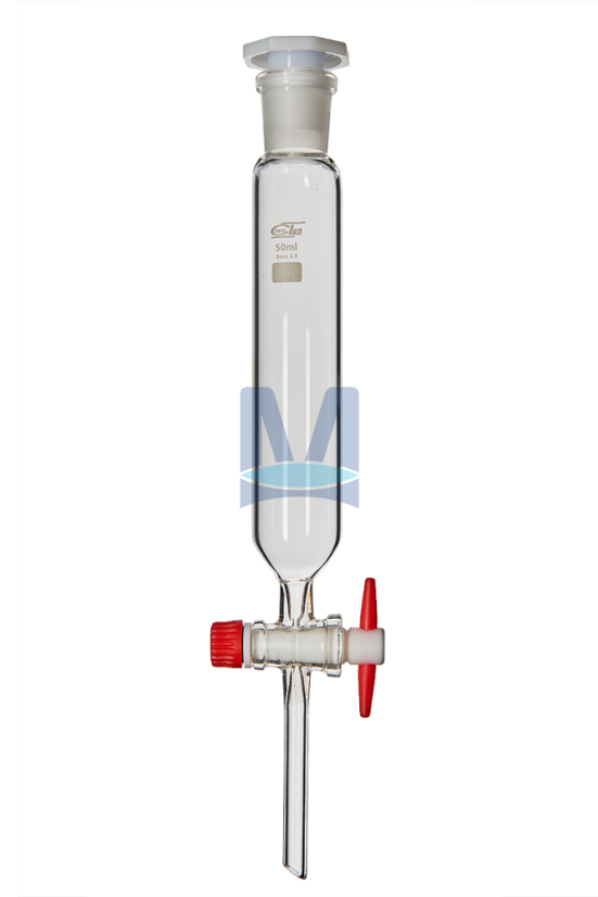 Nálevka dělící válcovitá s teflonovým kohoutem