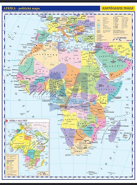 Afrika – nástěnná politická mapa