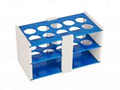 Laboratorní stojánek na 2×5 zkumavek do pr. 17 mm, plast modrý